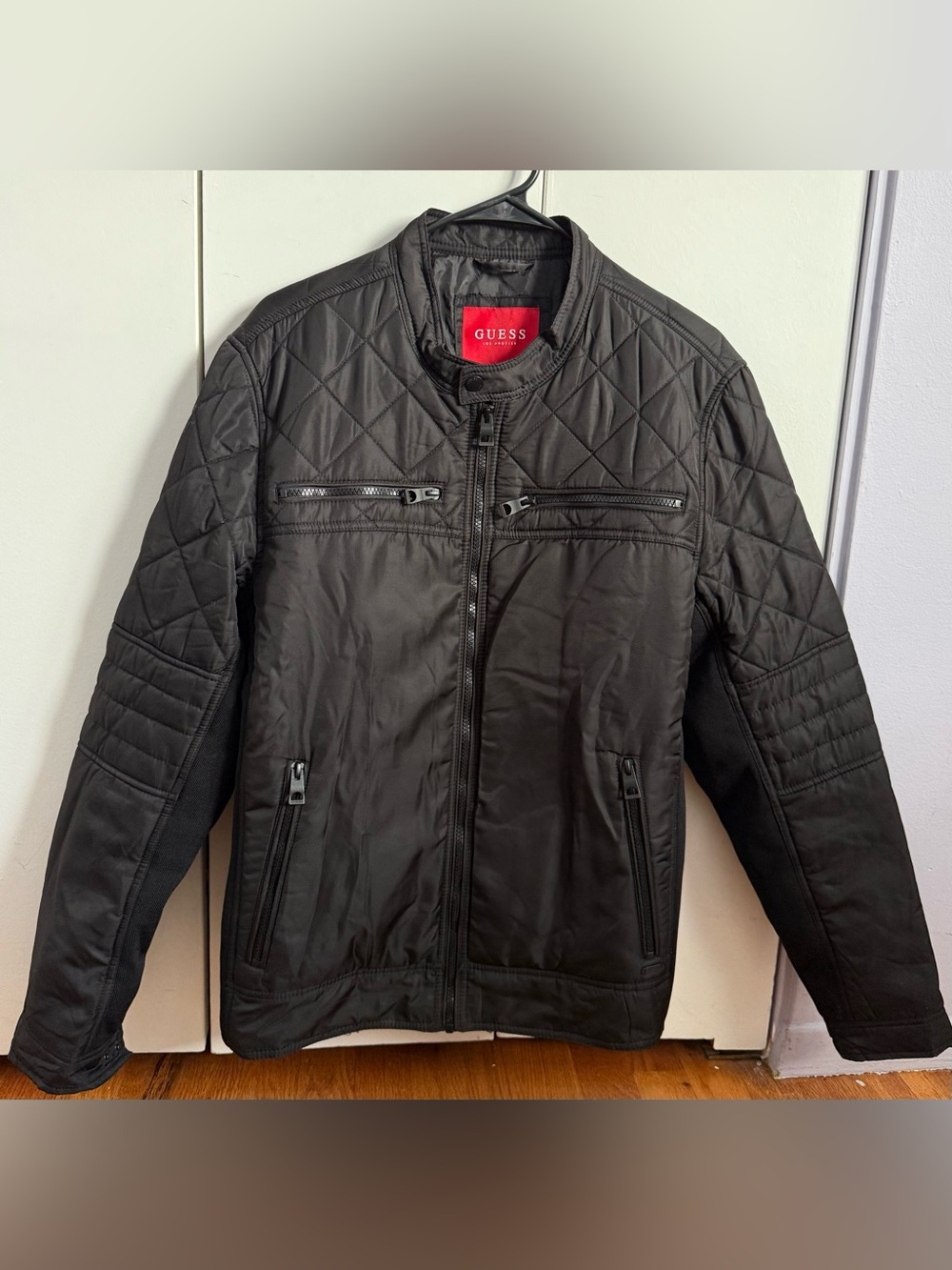 GUESS Black Quilted Bomber Jacket